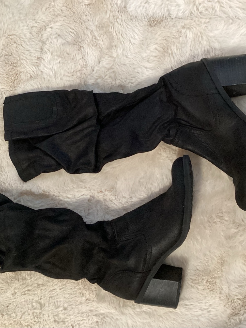 White Mountain Black Over-The-Knee Block Heel Boots - Sleek Faux Leather